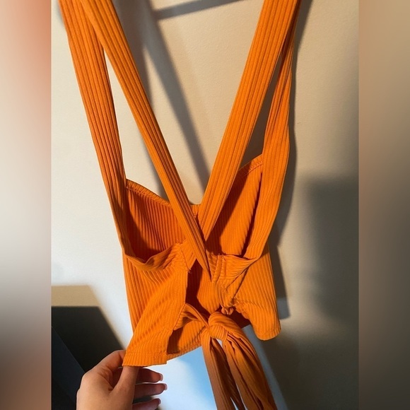 NWOT shein orange Crisscross Tie Backless Rib-knit Cami Top🍊 - Picture 8 of 8